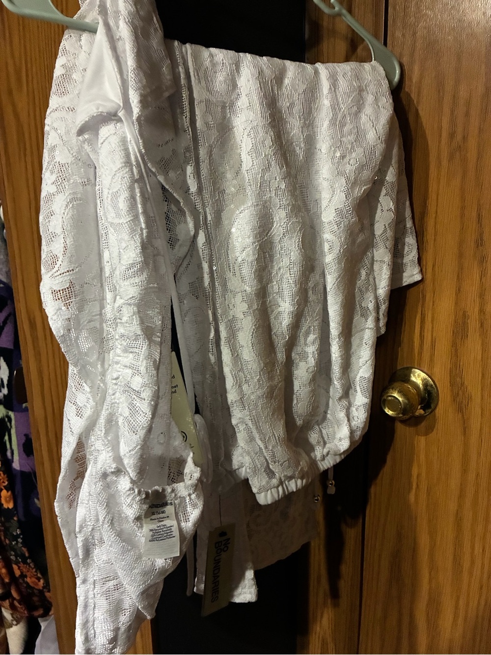 White Lace Tie-Front Camisole swimsuit coverups - Picture 6 of 7